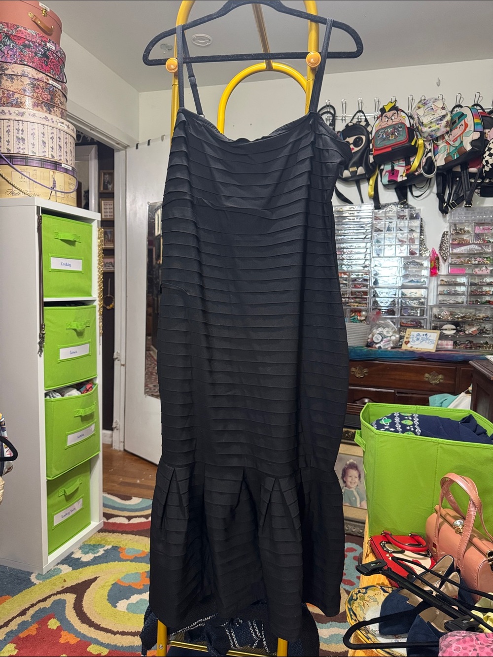 Black Tiered Slip Wiggle Dress - Classic Women's Evening Dress-make me an offer!